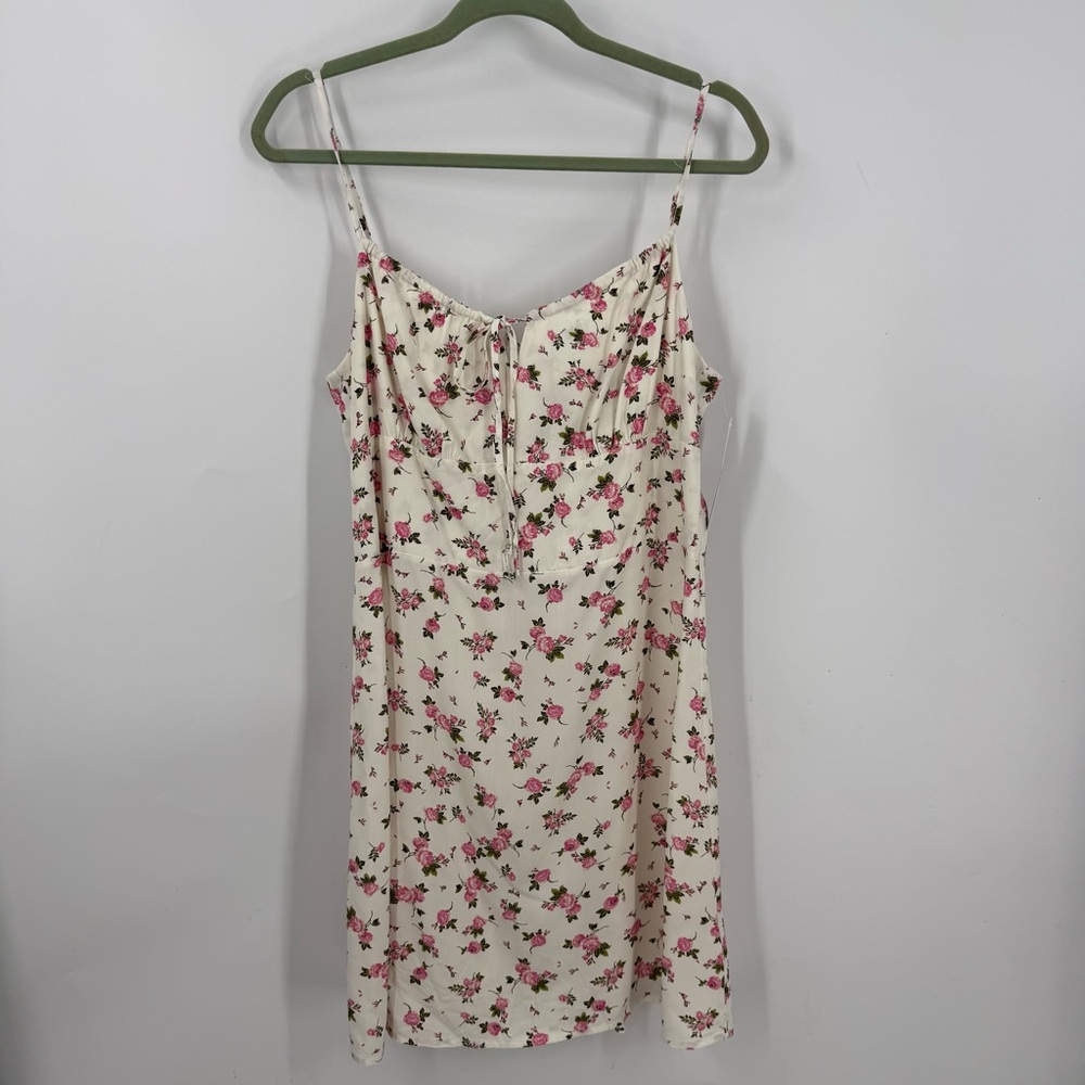 Spiritual Gangster NWT Pink and green floral rose Garden print mini dress XL - Picture 1 of 12